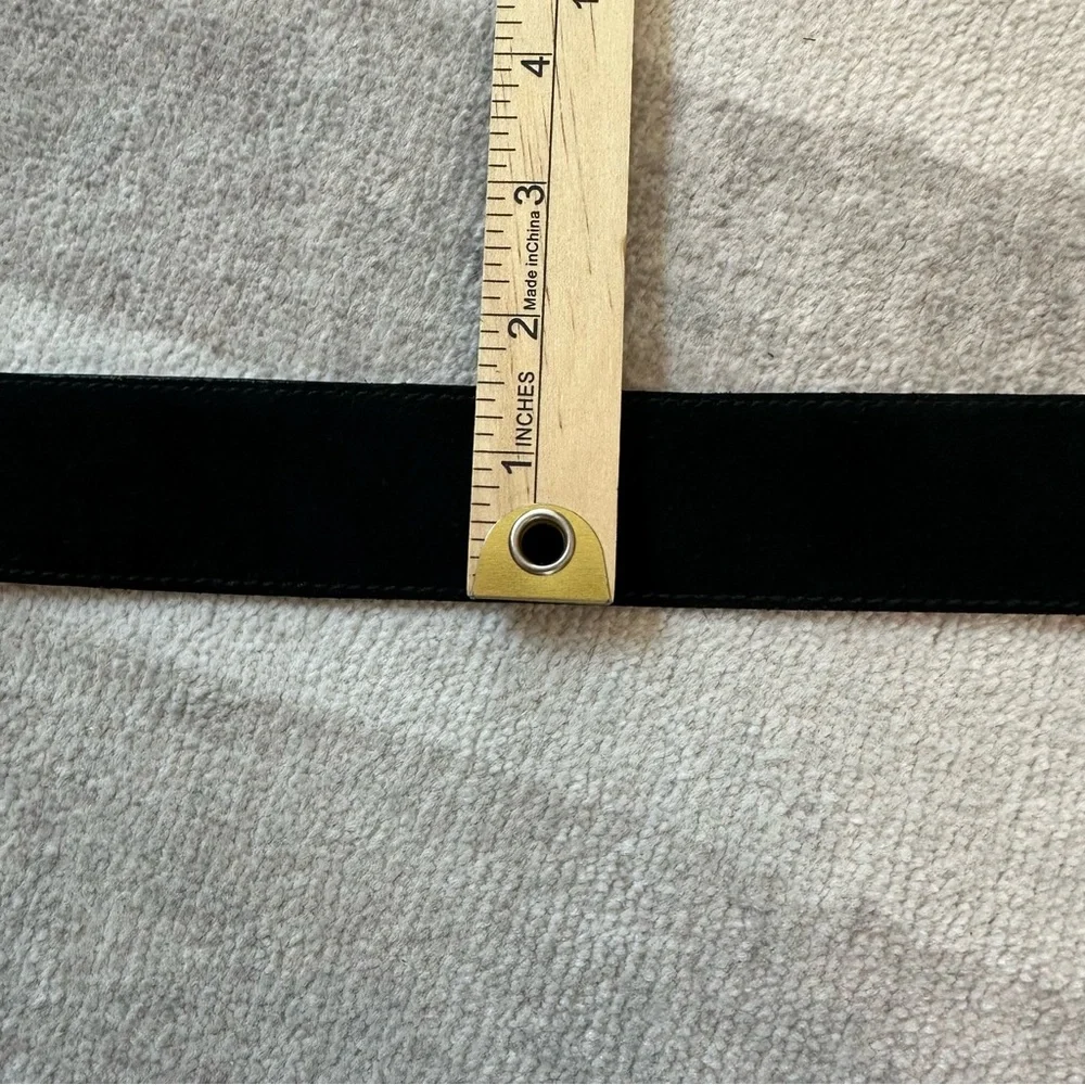 AVIGNON Made in Spain Genuine Leather Belt Black Statement Buckle Gold